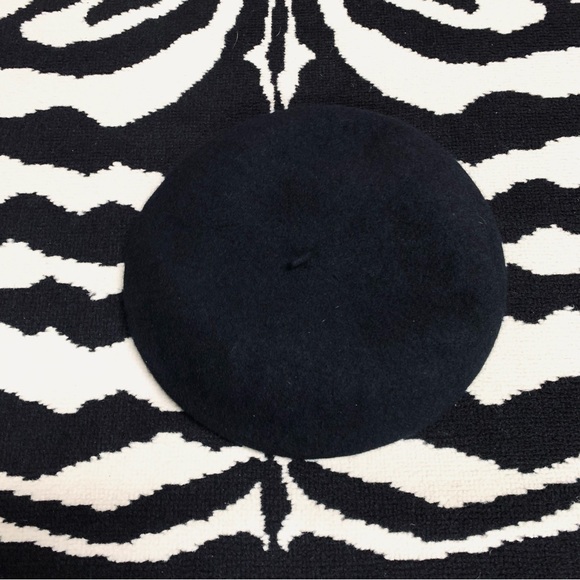 Wool Beret Hat Black One Size - Picture 2 of 10